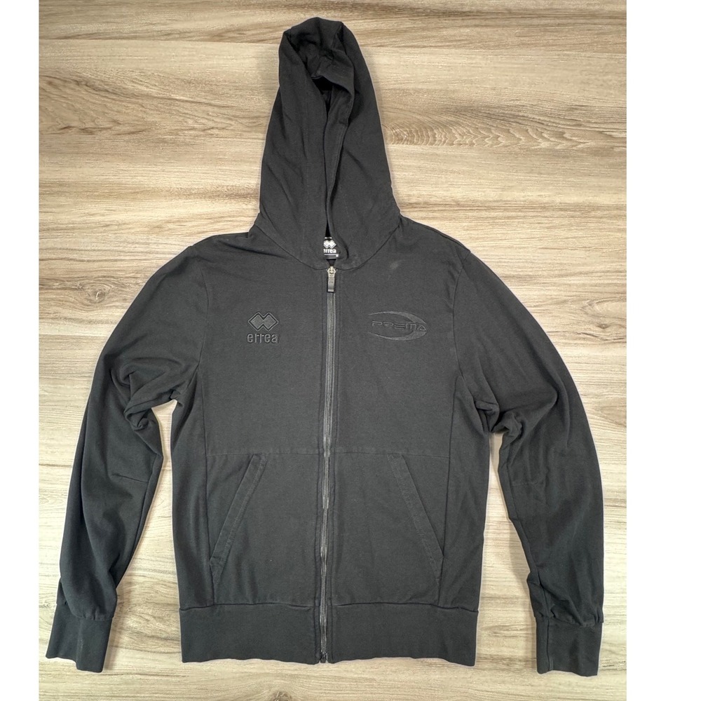 Errea Prema Racing Team Full Zip Hoodie Mens Small Black Athletic Sweatshirt